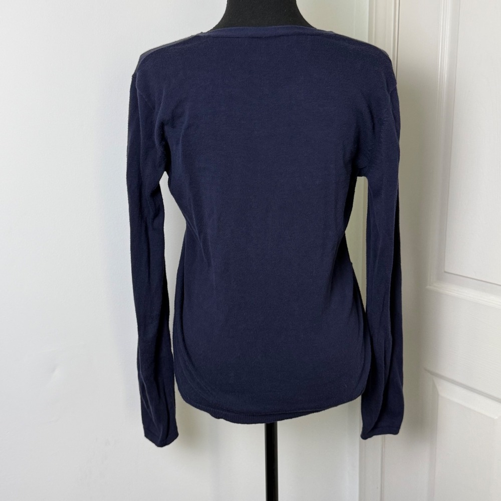 Lauren Ralph Lauren Sweater Womens Medium Blue Gold Buttons Preppy Academia - Picture 2 of 14